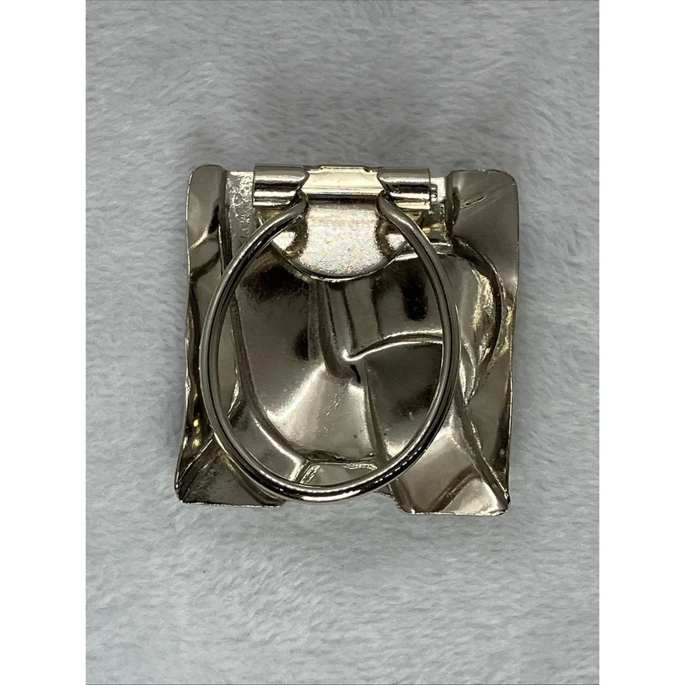 Vtg Silver Tone Scarf Clip Geometric Abstract Woven Design Estate Old Money Chic